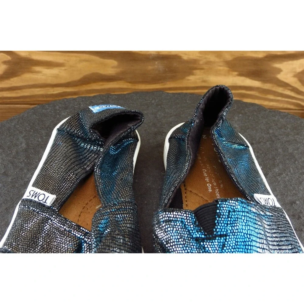 Toms Youth Girls Shoes Size 2.5 M Black Flat Fabric‎